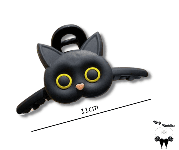 Black cat hair clip 11cm long