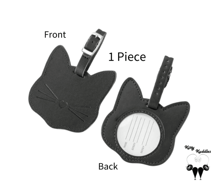 Black cat luggage tag