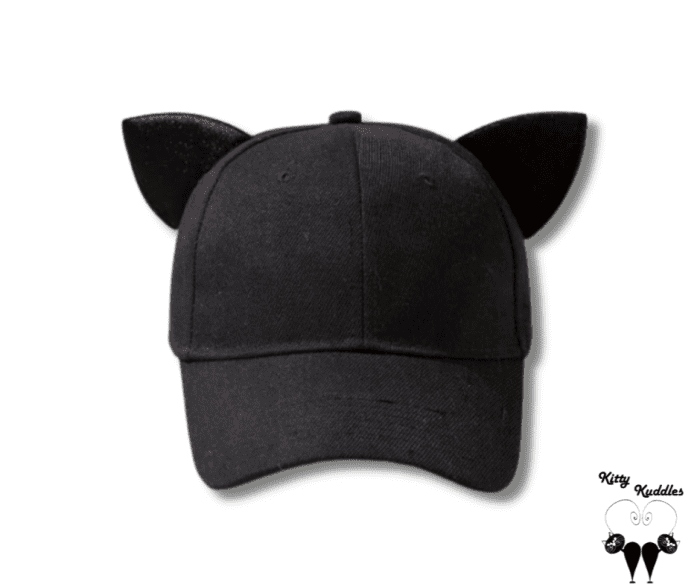 Black cat themed adjustable baseball cap