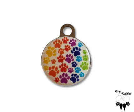 Rainbow paws pet ID tag