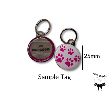 pet ID tag sample tag and size