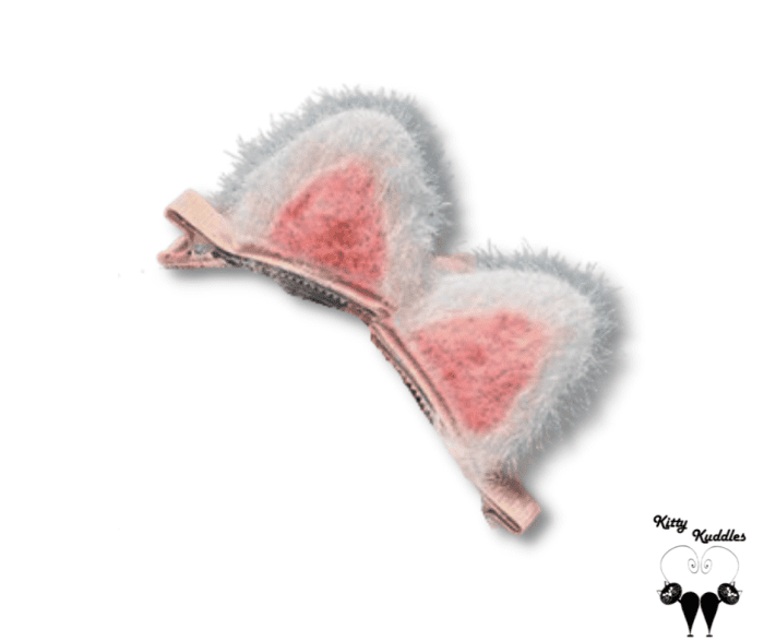 Fluffy Cat Ear Hair Clips (Dark Pink, 1 pair/2 clips)