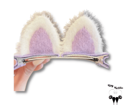 Fluffy Cat Ear Hair Clips (Purple, 1 pair/2 clips)