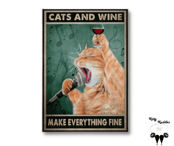 Canvas Sign - Cats & Wine