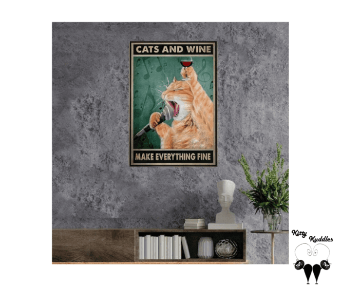 Canvas Sign - Cats & Wine