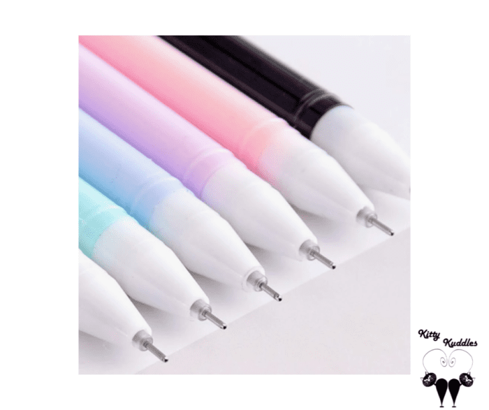 Variety of cat themed black gel ink pens