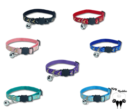 Variety of Cat collar with gilded moon & stars