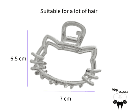 Silver metal cat hair clip dimensions