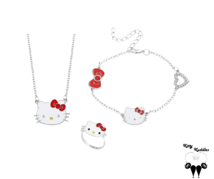 Hello Kitty 1set/3pcs Cute Kawaii Girls Style Metal Jewelry Set