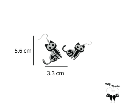 Cat Skeleton Earrings size