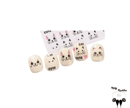 Cute Cat Nail Art Stickers size