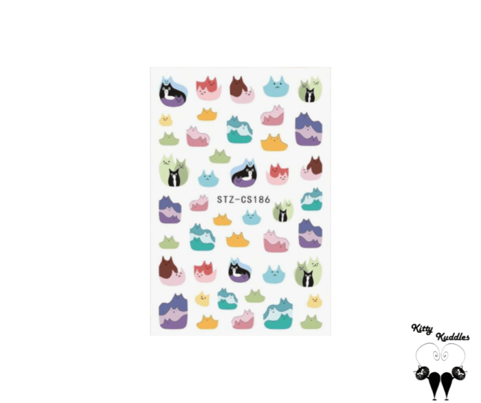 Colorful Cat Nail Art Stickers