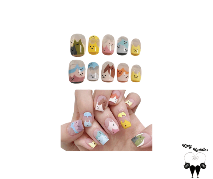 Colorful Cat Nail Art Stickers