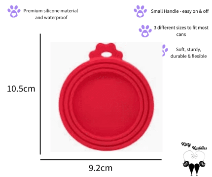 Pet tin food cover - Red dimensions