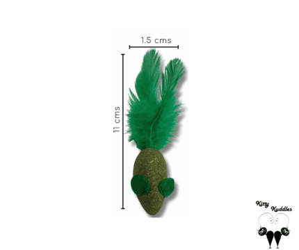 Catnip feather mouse toy (2 pieces) size