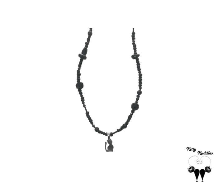 Meow Cat Necklace Black