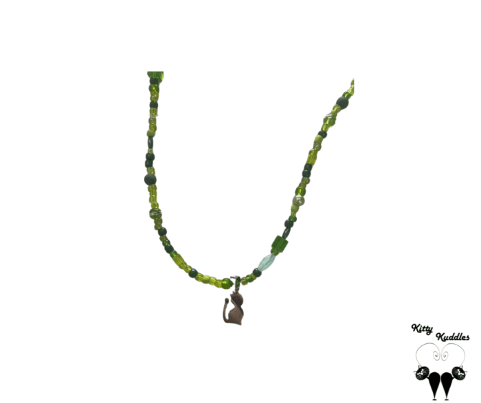 Meow Cat Necklace Green