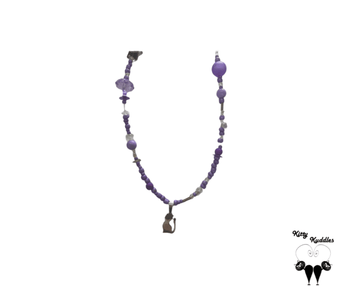 Meow Cat Necklace Purple