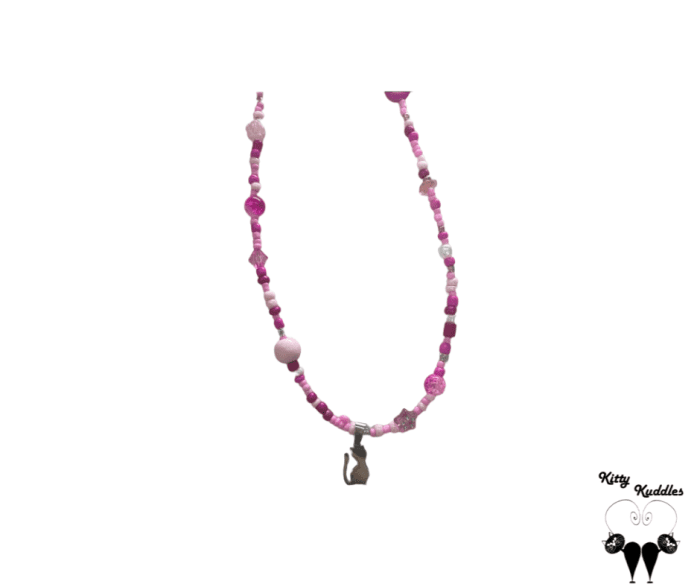 Meow Cat Necklace Pink