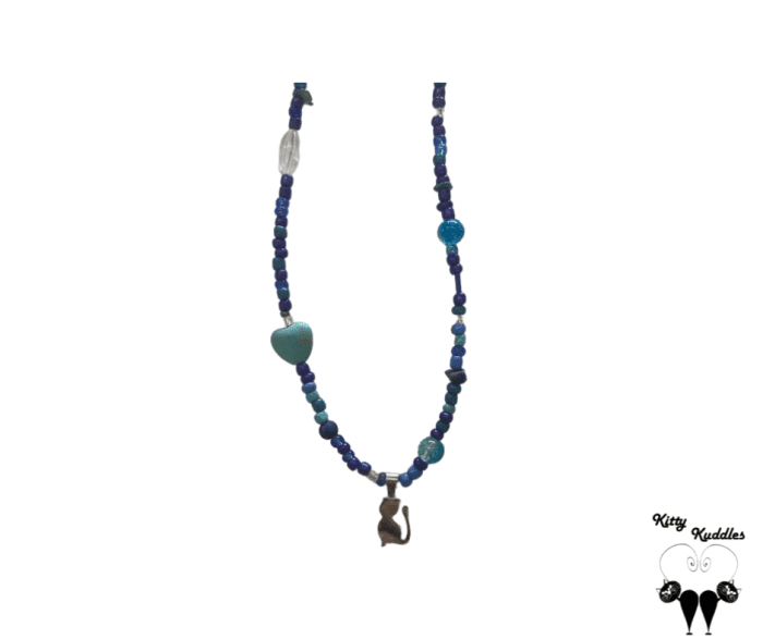 Meow Cat Necklace Blue