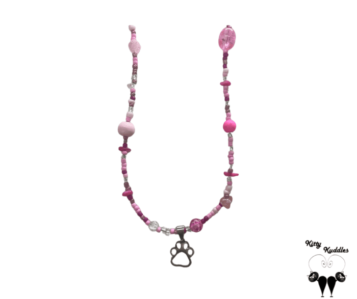 Dainty Paw Necklace Pink