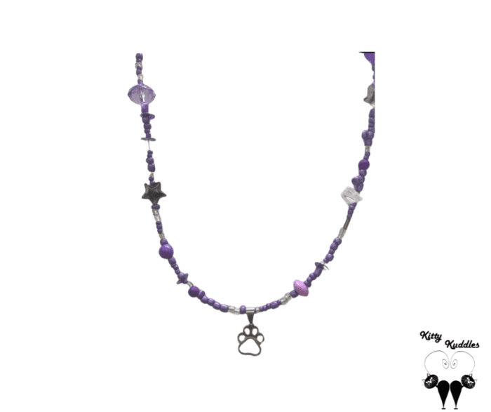 Dainty Paw Necklace Purple